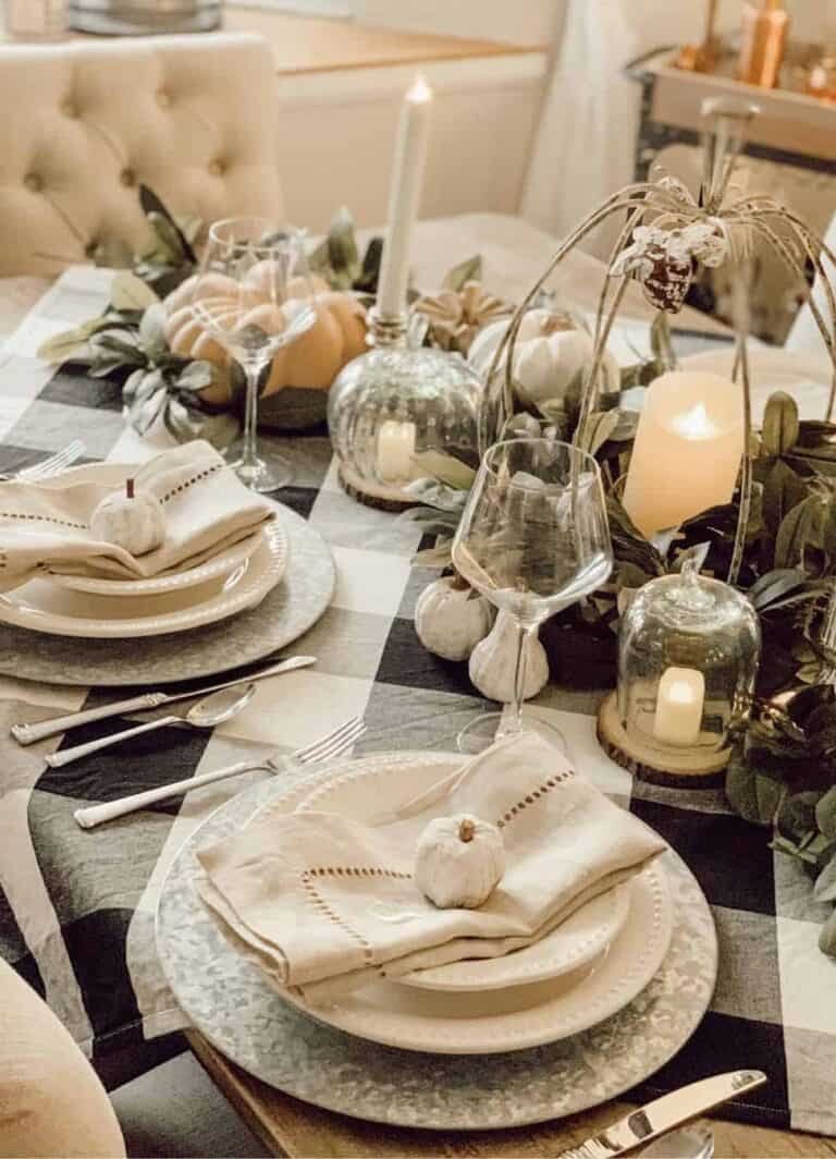 Buffalo Plaid Neutral Tablescape