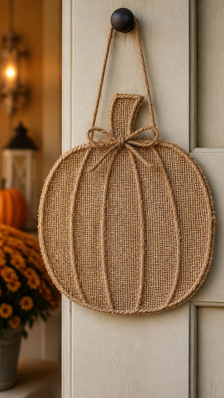 Burlap-Wrapped Pumpkin Silhouette