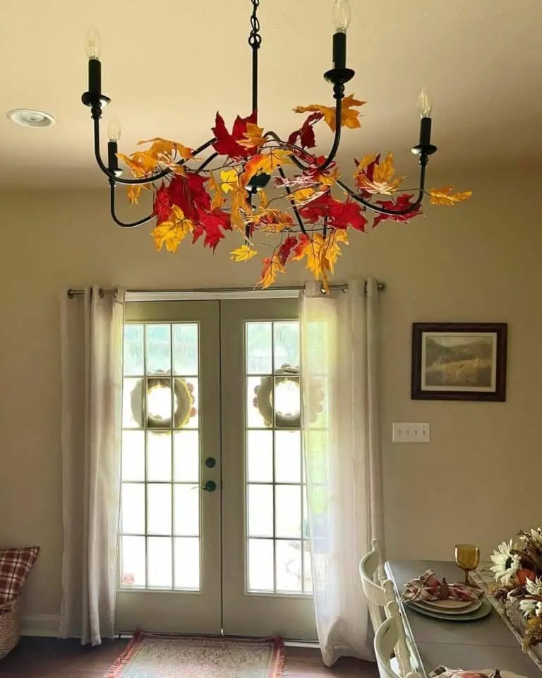Candleabra with autumn leaves
