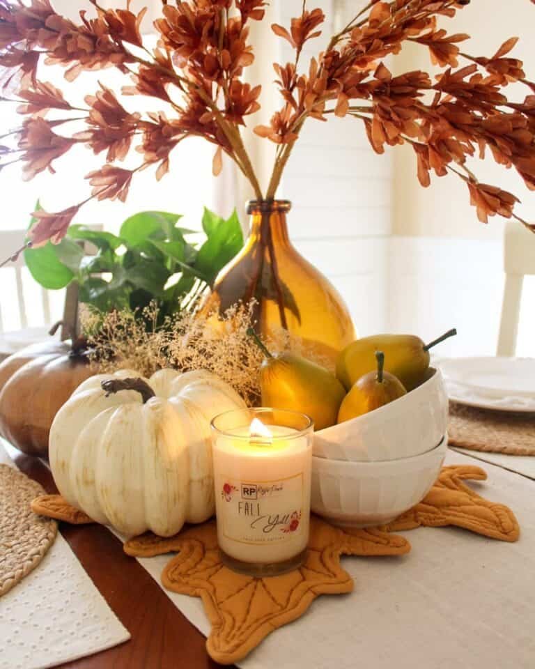 Candlelit fall centerpiece