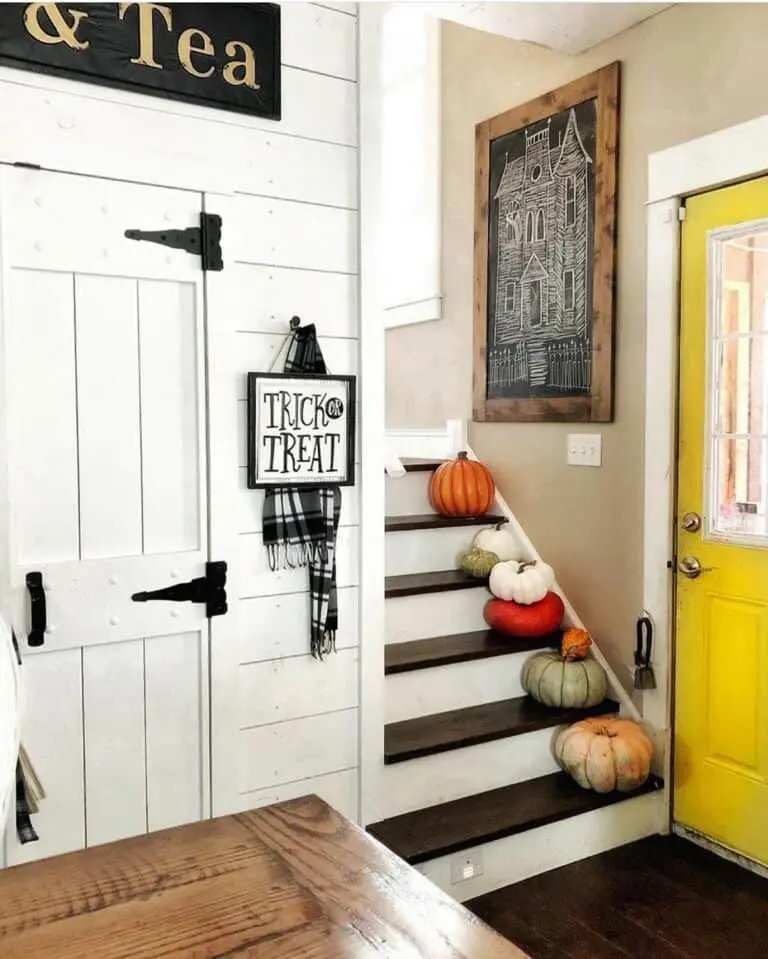 Chalkboard with haunted house frame