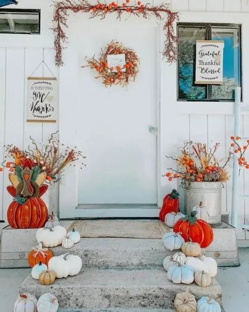 Colorful fall porch