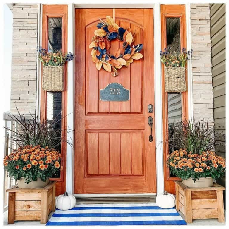 Cottage porch with orange flowers