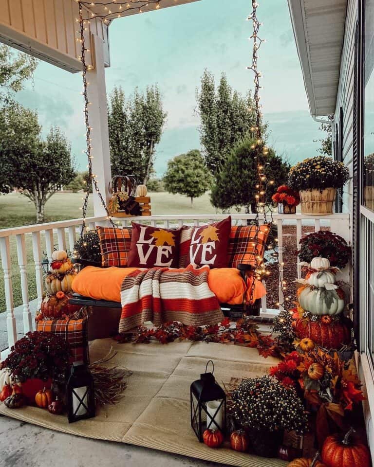 Cottage Swing with Fairy Lights