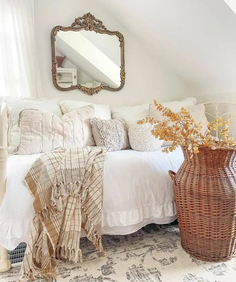 Cozy daybed with knit pillows