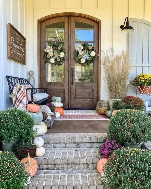 Cozy front porch setup