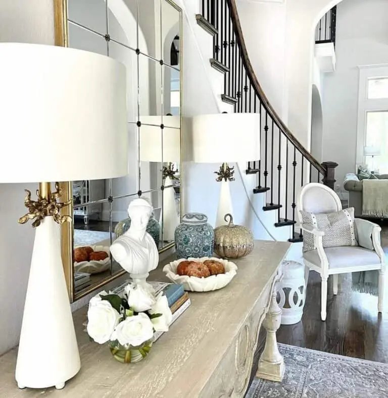 Curved Staircase with Console Table