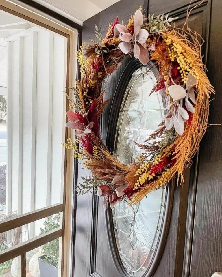 Dark Door with Grapevine Wreath