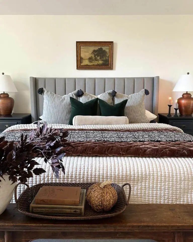 Dark tones with copper accents