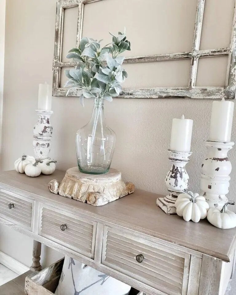 Distressed White Candle Holders