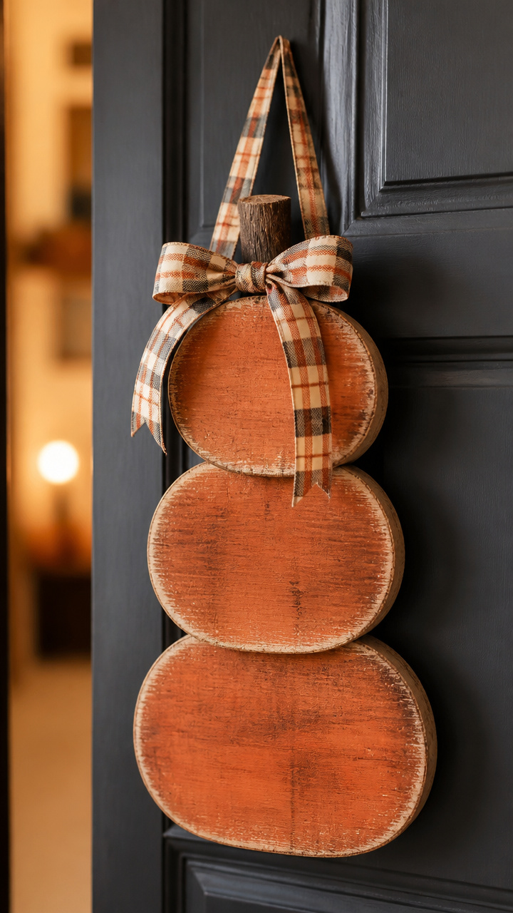 Distressed Wooden Stacked Pumpkins