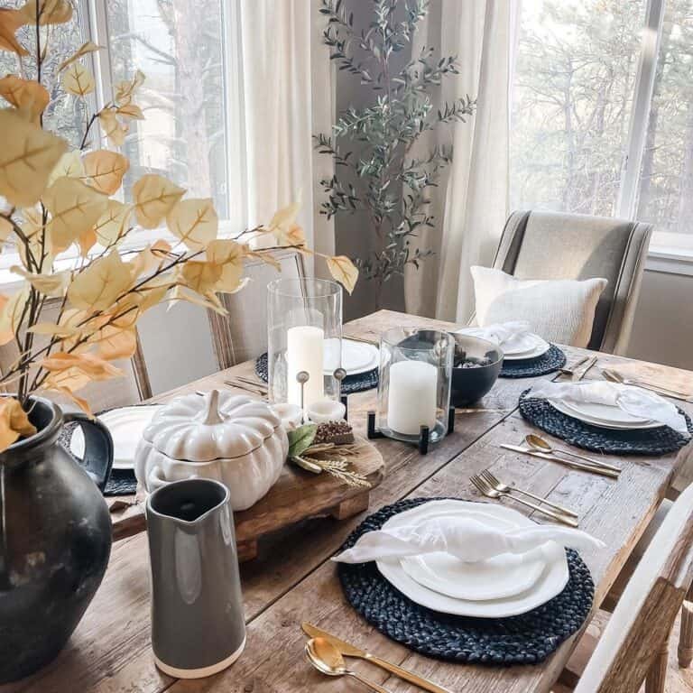 Dried Foliage on Navy Placemats