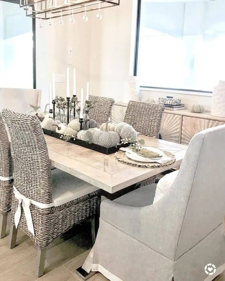 Fabric Pumpkins and Metal Centerpiece