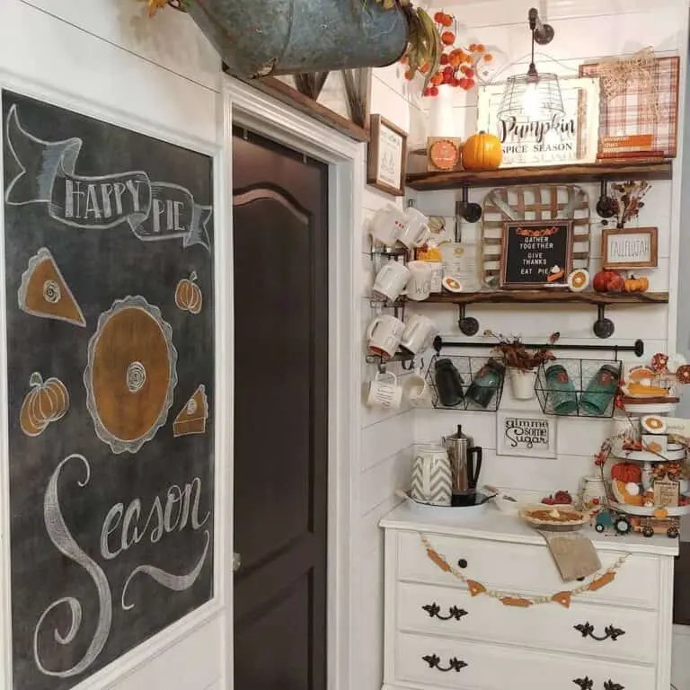 Fall coffee station with chalkboard