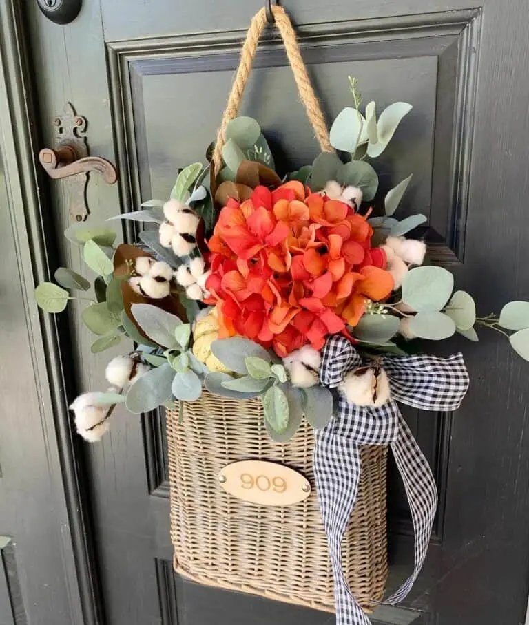 Fall Hanging Basket with Copper Accents