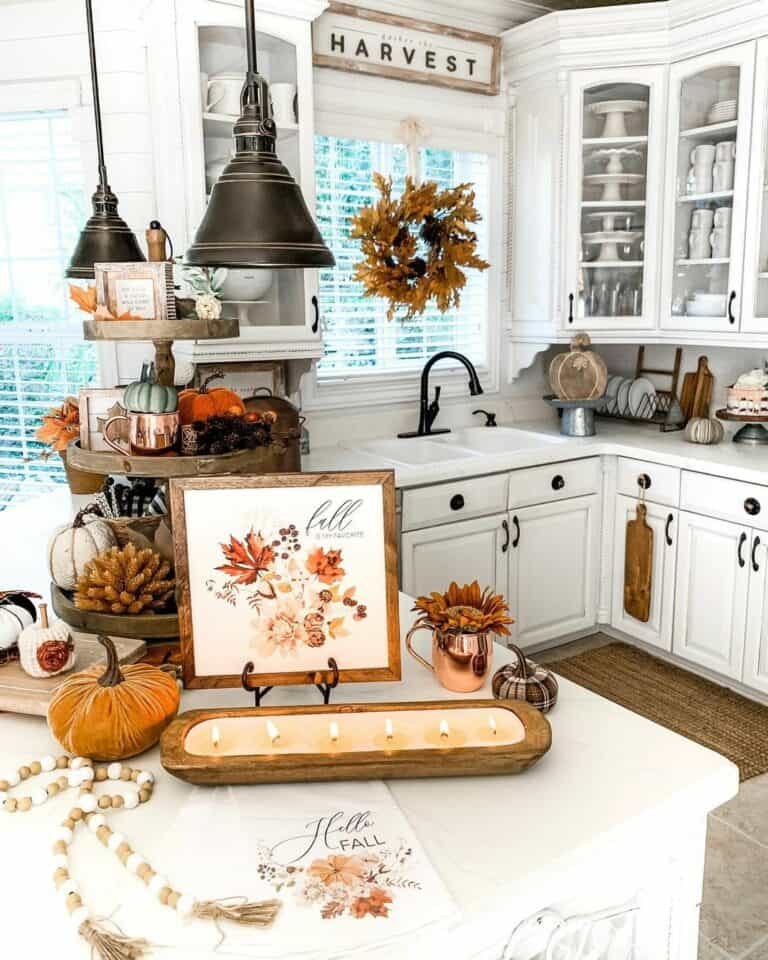 Fall pumpkins and leaves