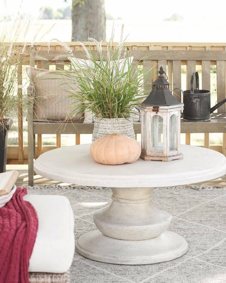Fall table with lantern and greenery