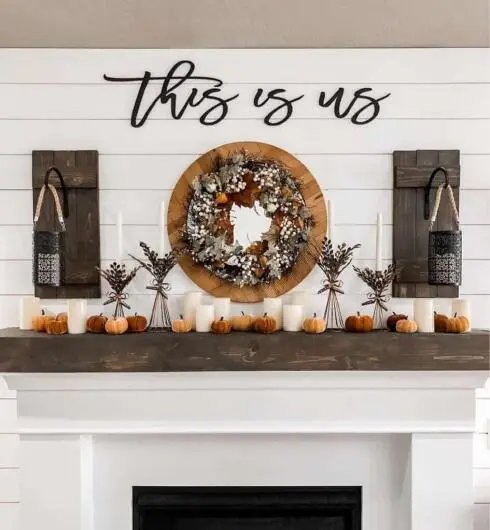 Fall Wreath on Wood Mirror