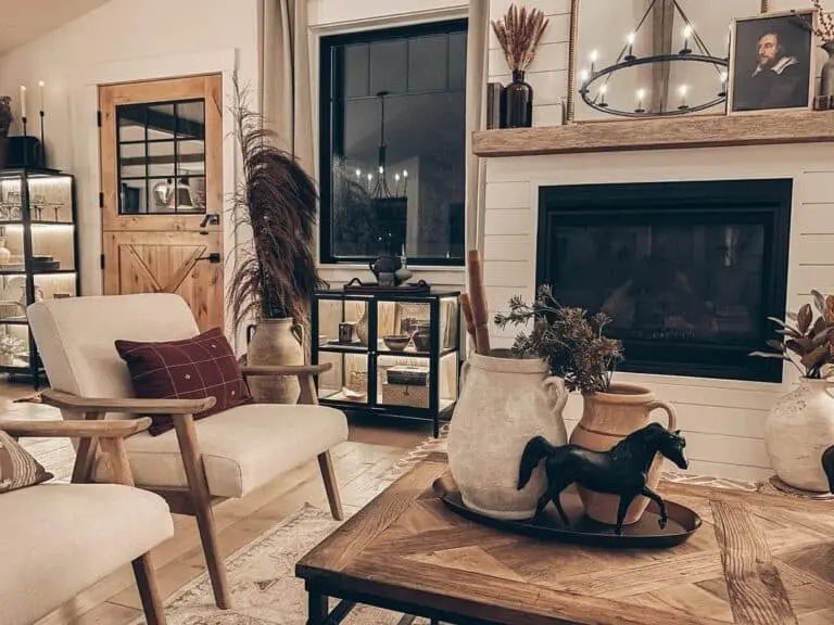Farmhouse Coffee Table with Pottery