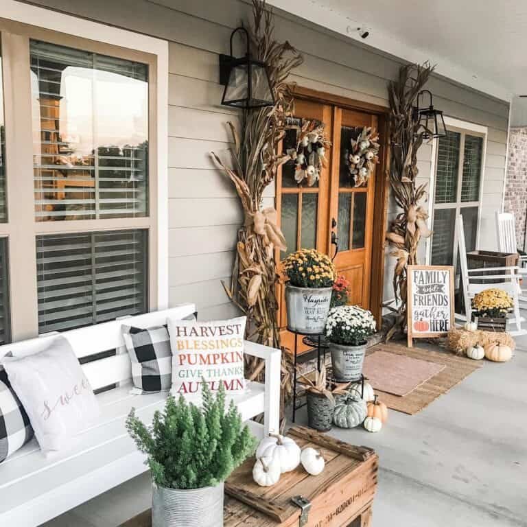 Gray porch with French doors