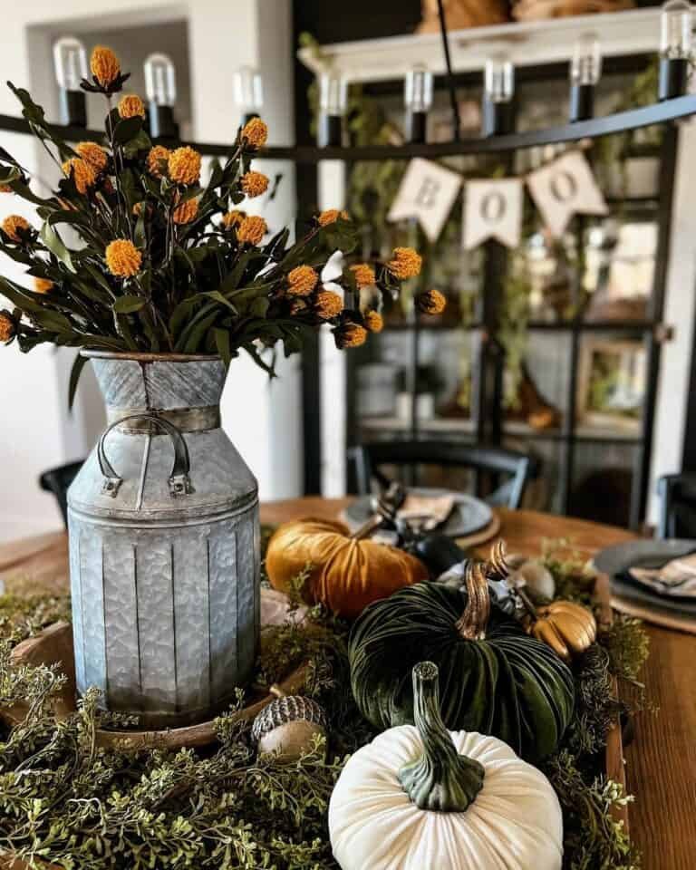 Green velvet pumpkins