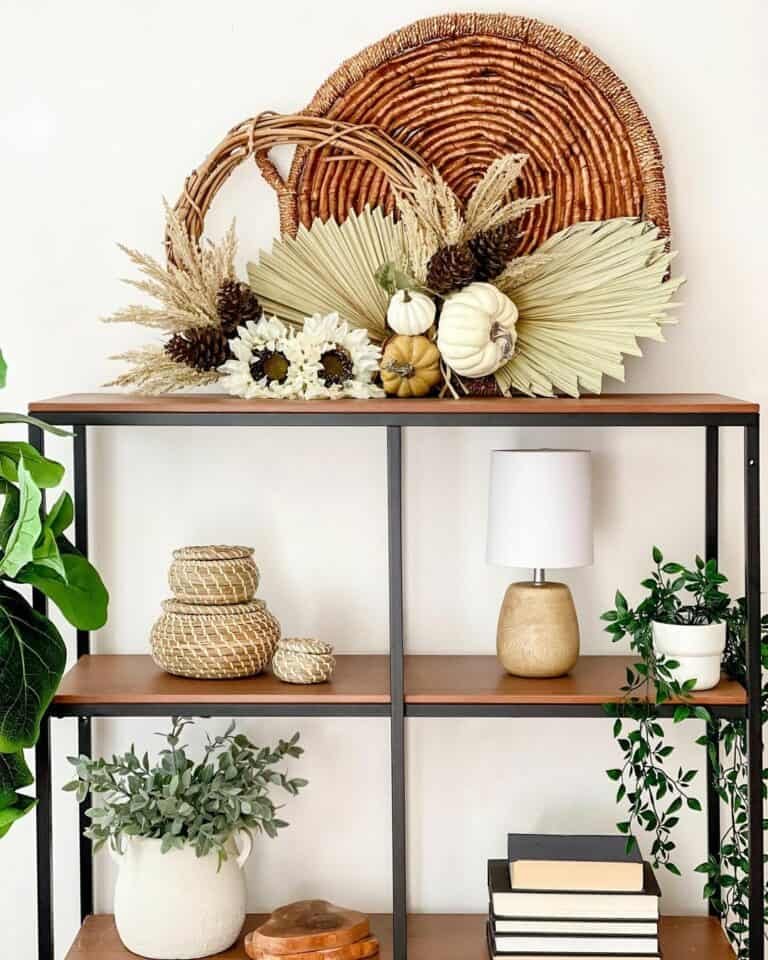 Greenery and dried plants mix