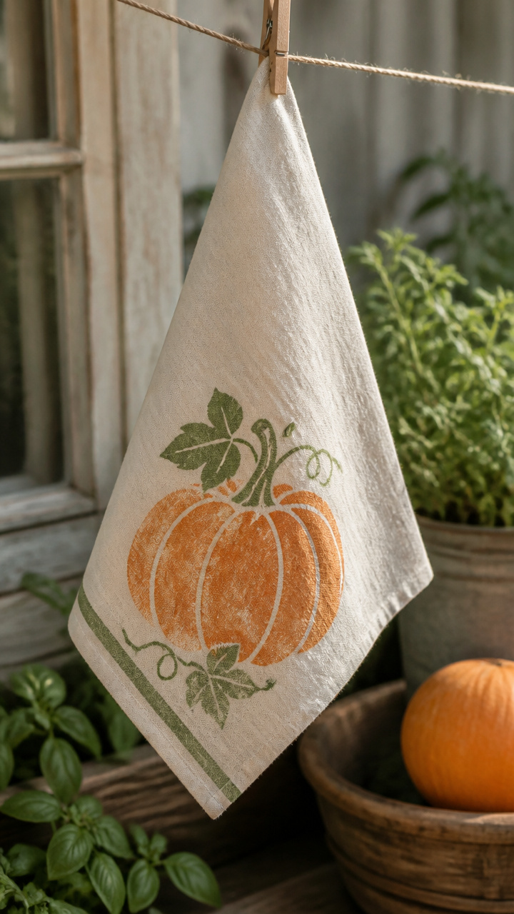 Hand-Stenciled Flour Sack Towel