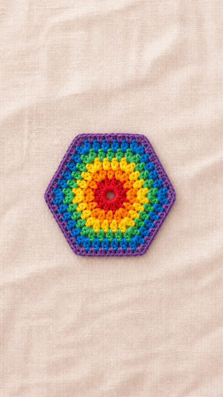 Hexagon Rainbow Pin crochet pattern