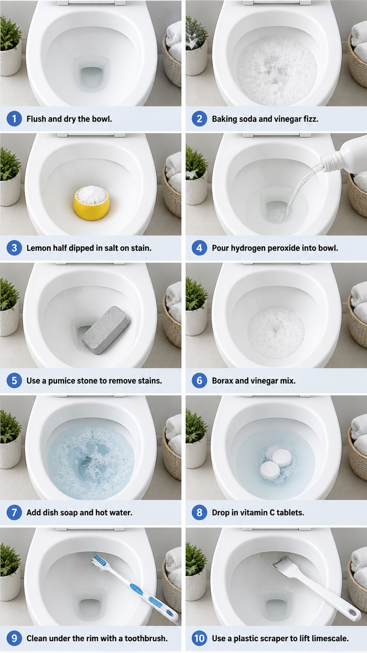How to Clean a Toilet Bowl: 10 Ways to Remove Tough Stains — Step by Step