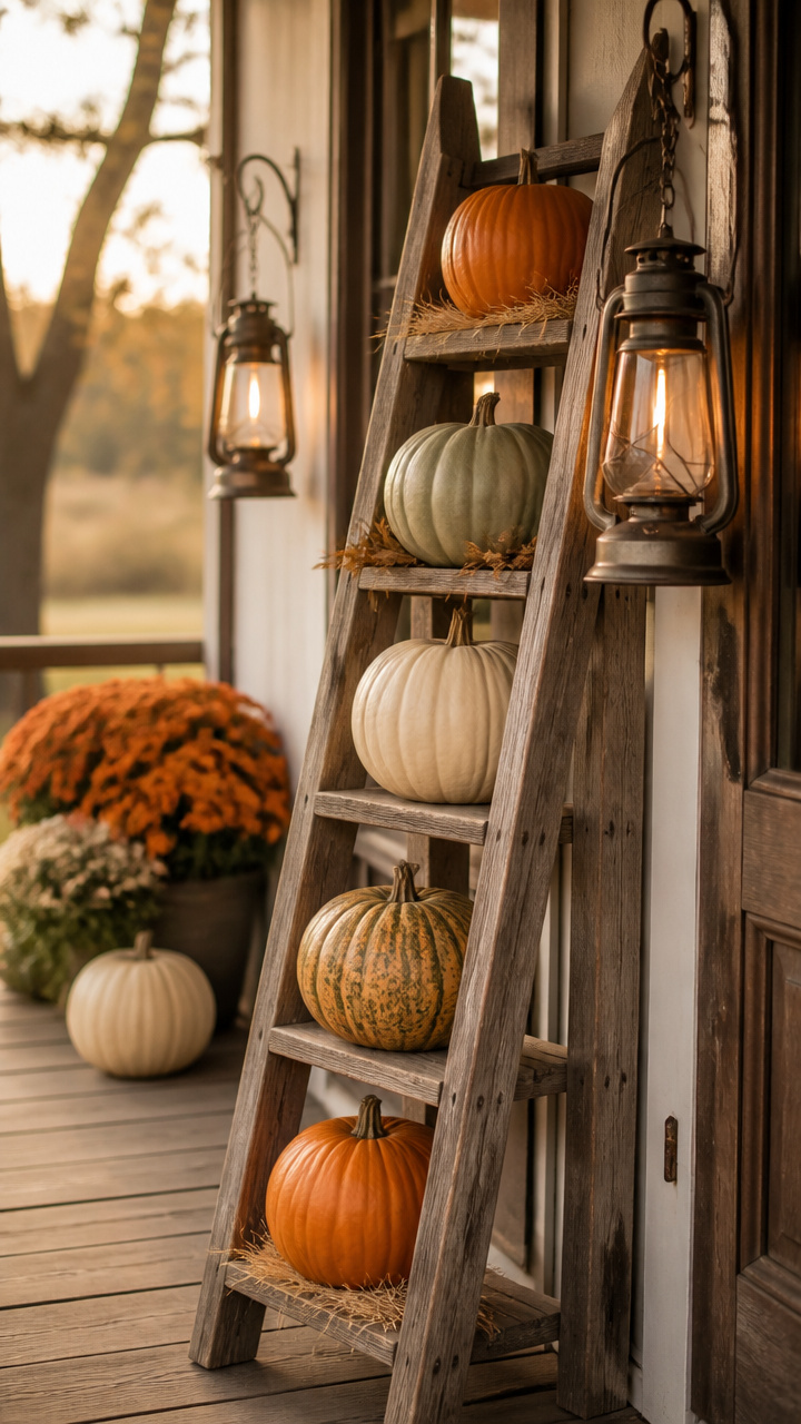 Ladder Shelf Pumpkin Display