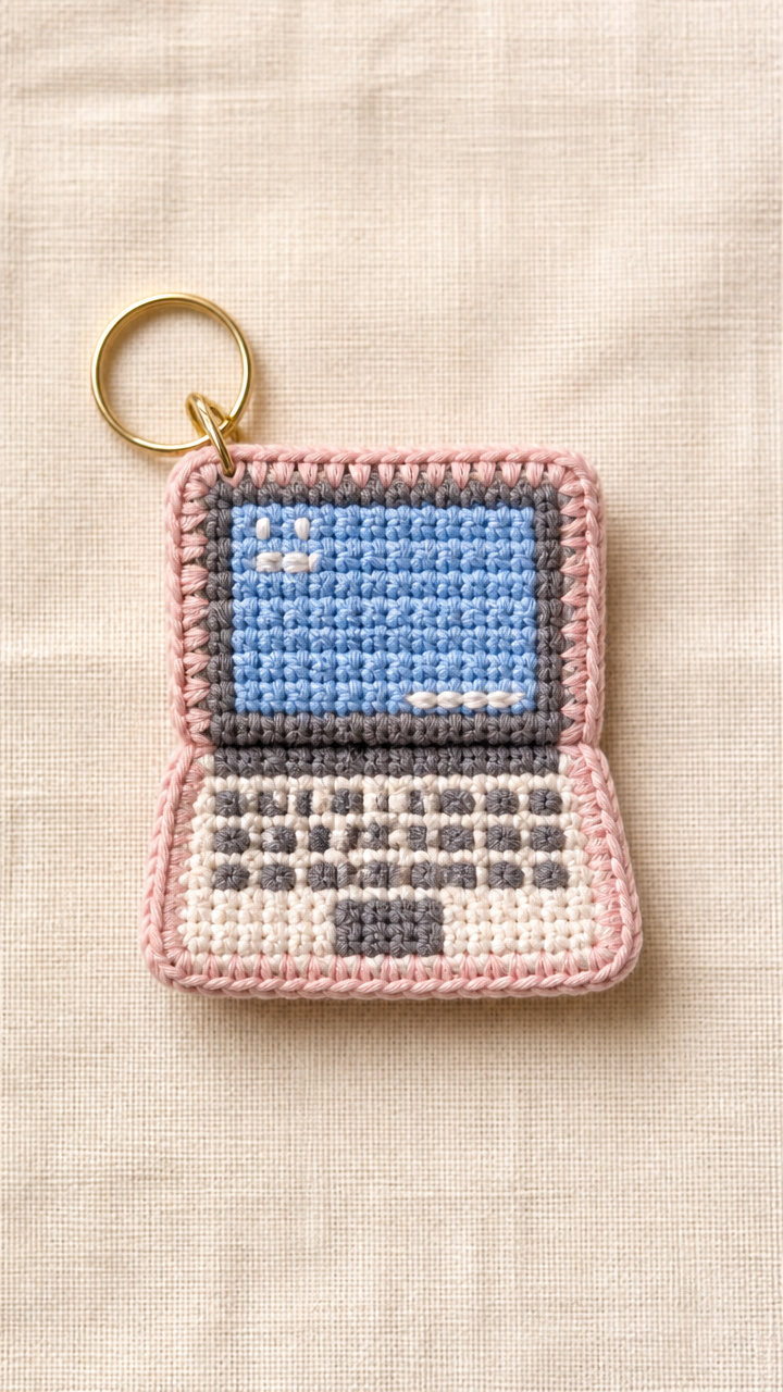 Laptop Pixel Badge crochet pattern