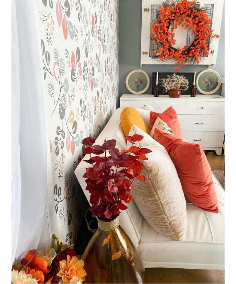 Leafy Wallpaper and Wreath