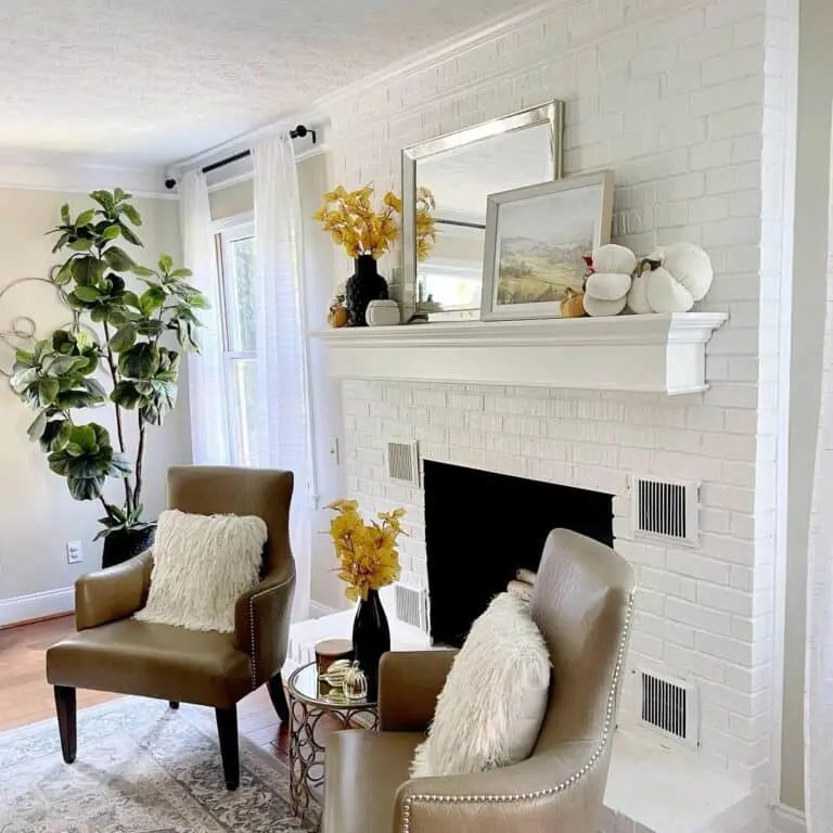 Leather Chairs and Floating Mantel
