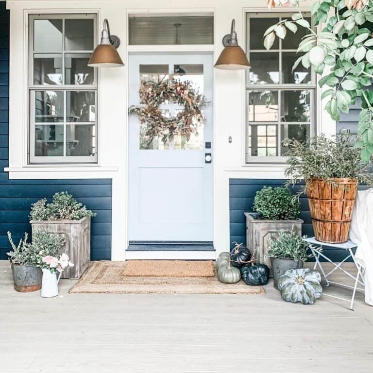 Light Blue Door with Fall Wreath