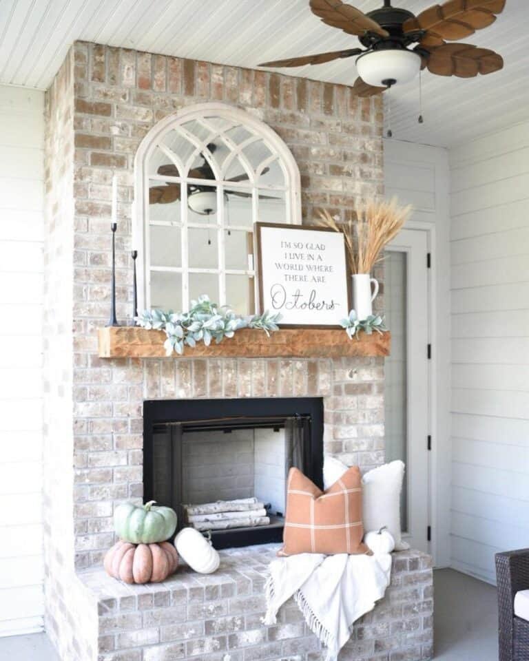 Limewash Brick Fireplace