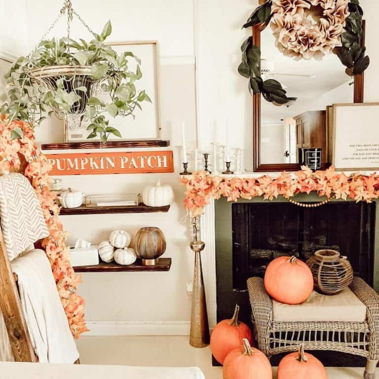 Low Rustic Wood Shelves