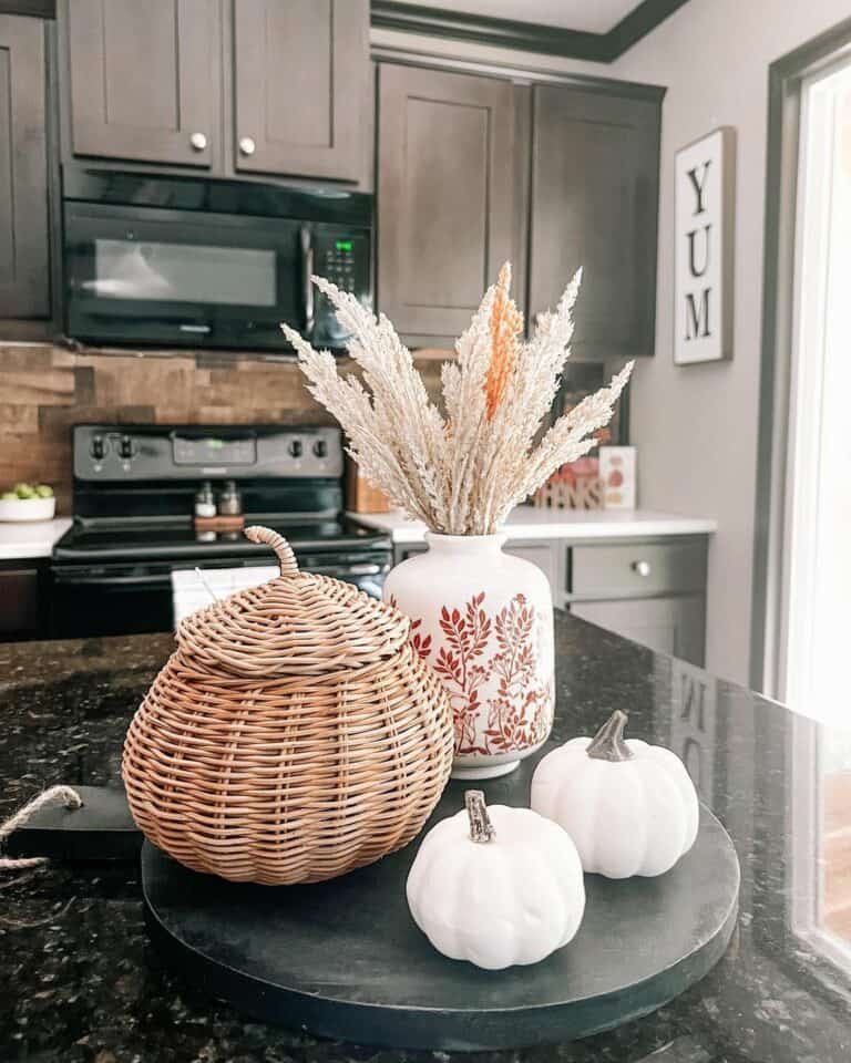 Matte Black Tray on Glossy Countertop