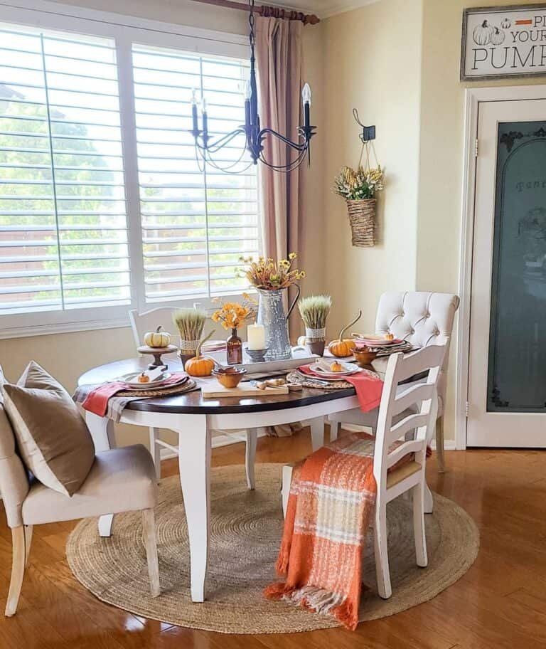 Mismatched Chairs and Pumpkins