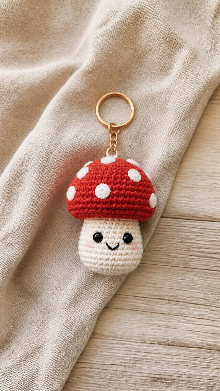 Mushroom Keycharm crochet pattern