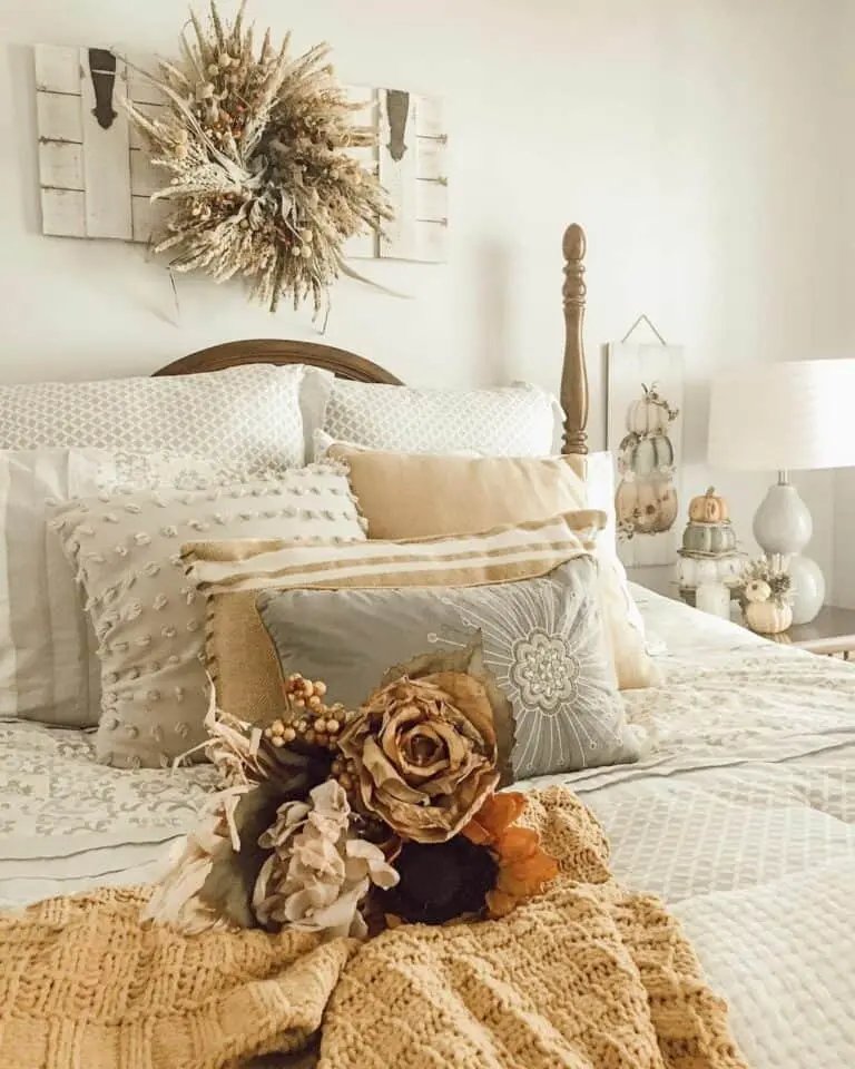 Neutral wreath with bunny tails and wheat