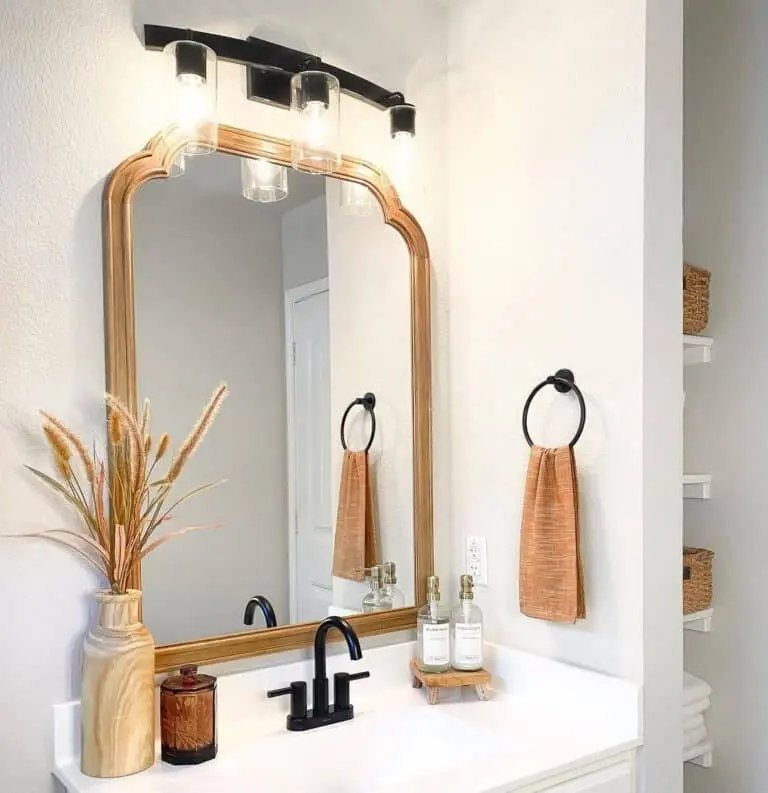 Orange accents near sink