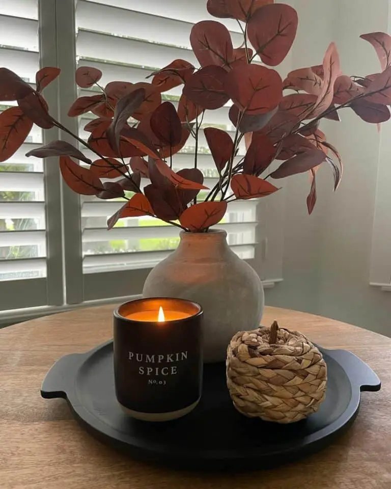 Orange Leaves and Clay Vase