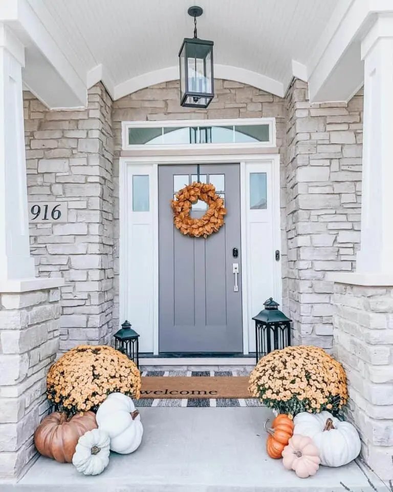 Orange white porch setup