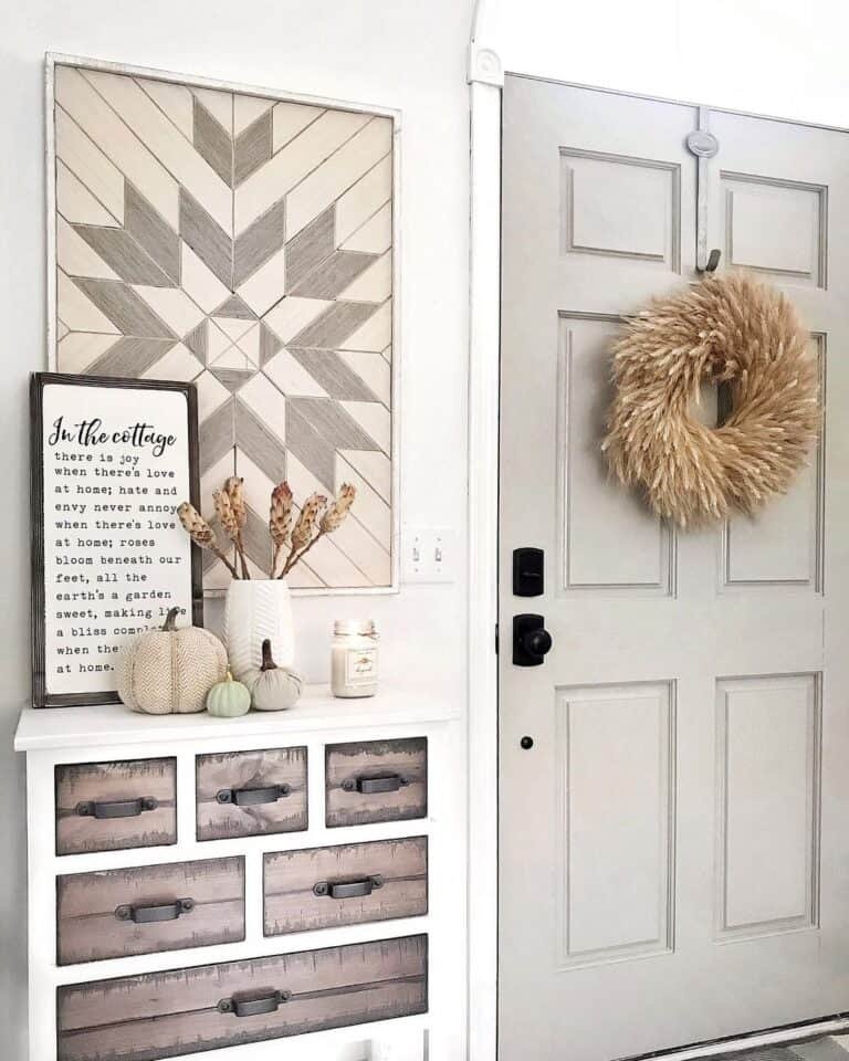 Pale Gray Door with Wheat Wreath
