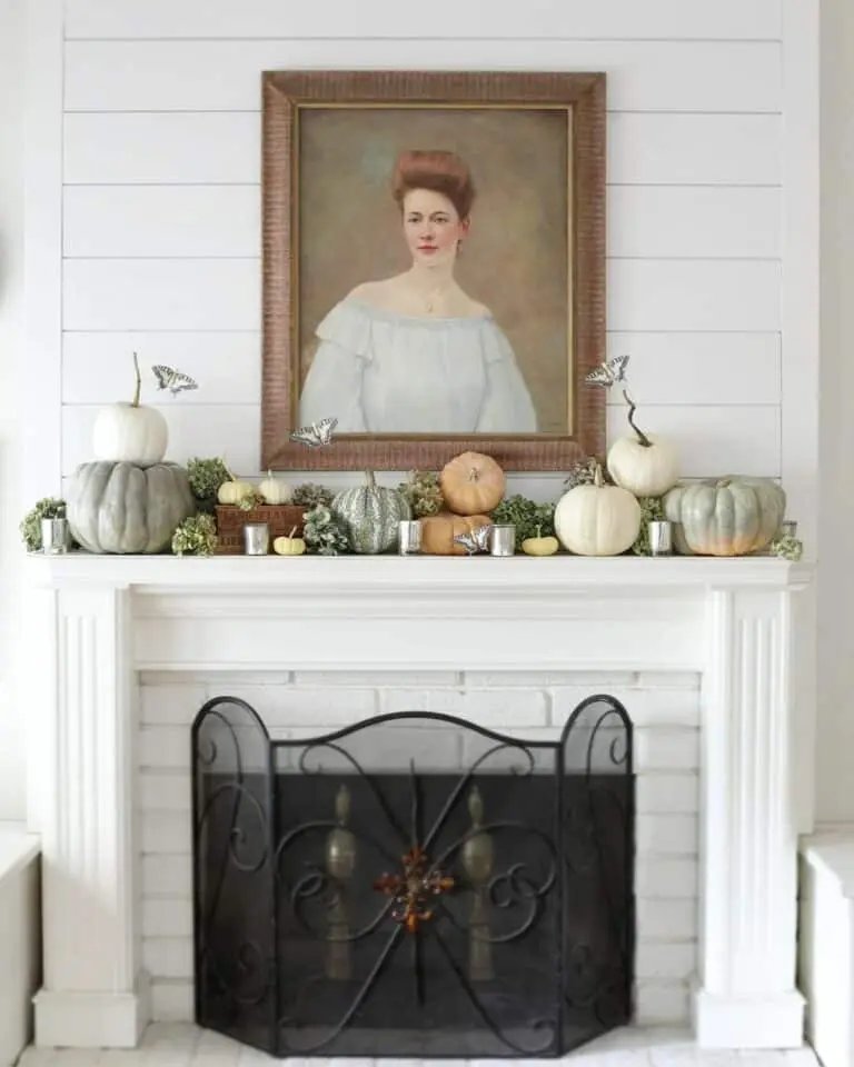 Pastel pumpkins with portrait