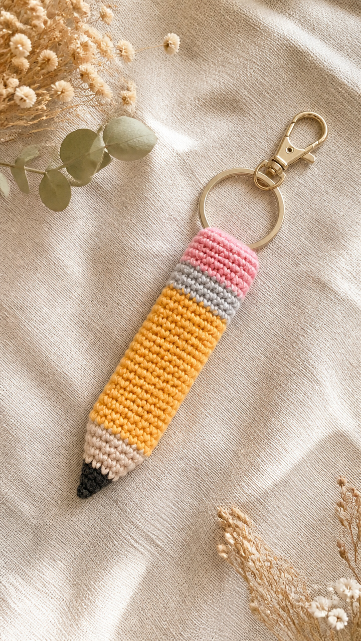 Pencil Roll Key Fob crochet pattern