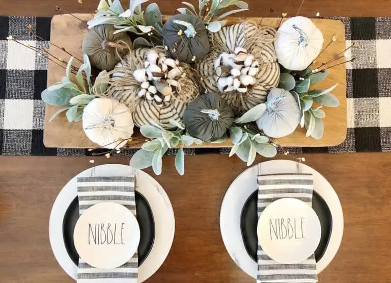 Plaid Runner with Fabric Pumpkins