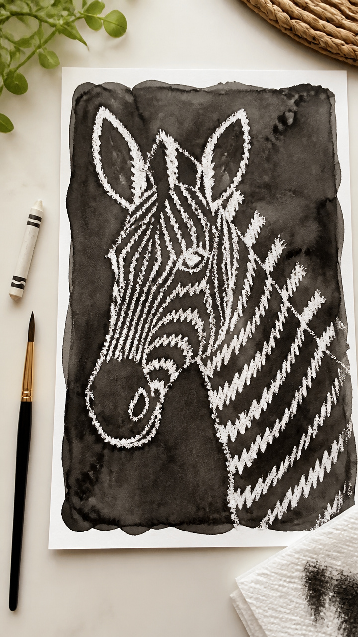 Zigzag Crayon Resist Zebra