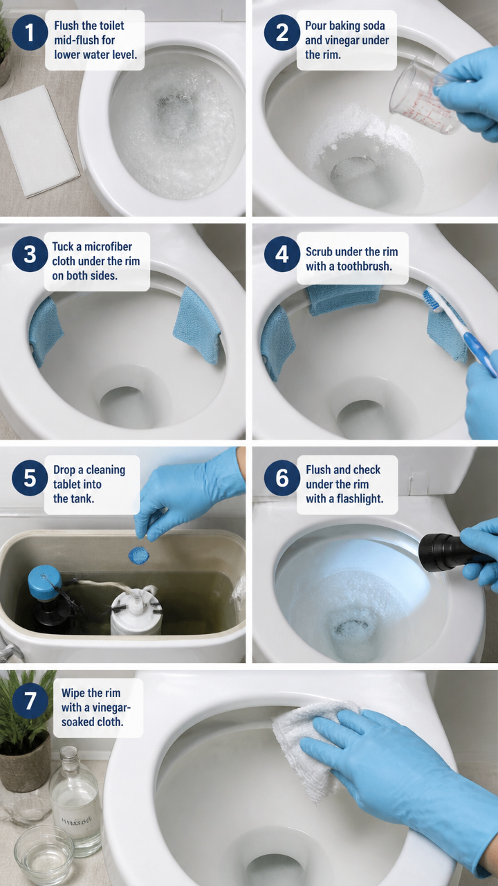 How to Clean Under the Toilet Rim: 7 Easy Cleaning Tricks — Step by Step