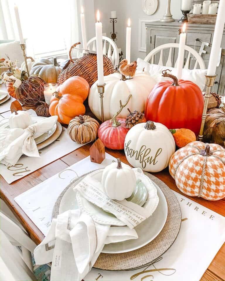 Pumpkin and Candle Tablescape